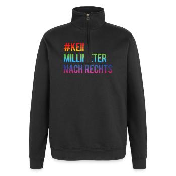 Kein Millimeter Nach Rechts Anti Rassismus - Quarter-Zip-Sweatshirt - Schwarz - Vorne - AI Model Female 172 light (172cm) & AI Model Male 178 dark (178cm)