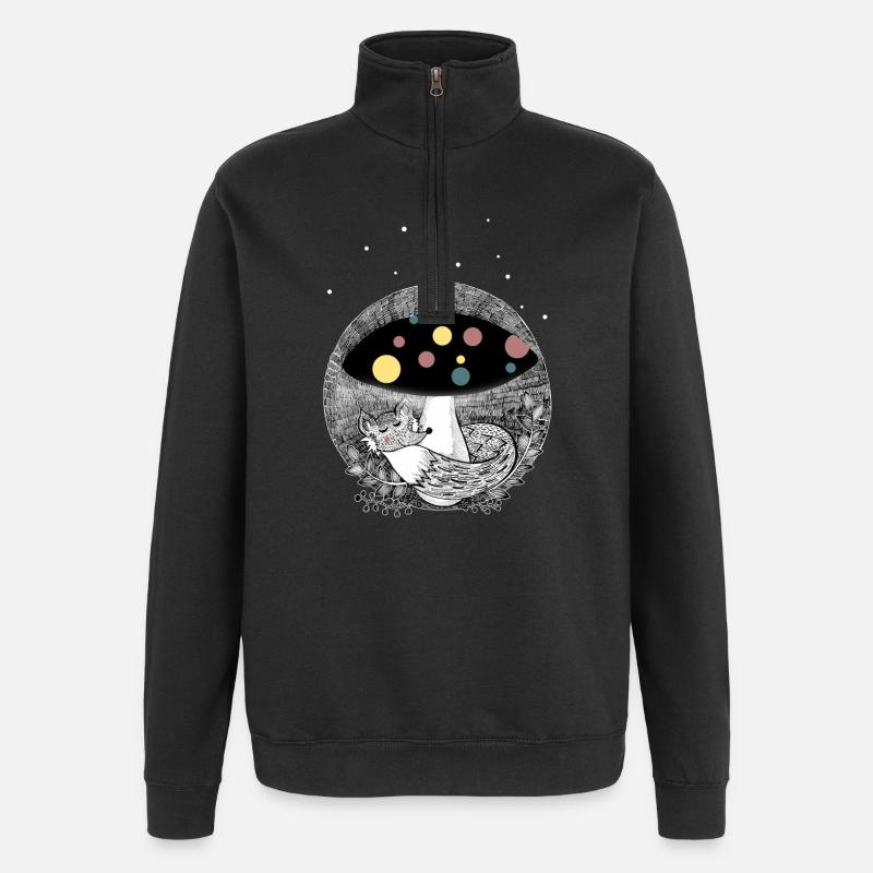 Illustration de renard mignon - Sweat à zip 1/4 - noir