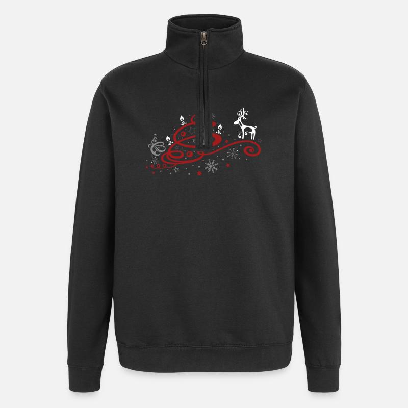 Weihnachten. Weihnachtsbaum mit Rentier - Quarter-Zip-Sweatshirt - Schwarz