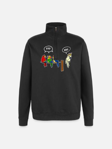 Wifi Trådløst internet Trådløst internet Sjov humor - Sweatshirt med 1/4 lynlås - sort