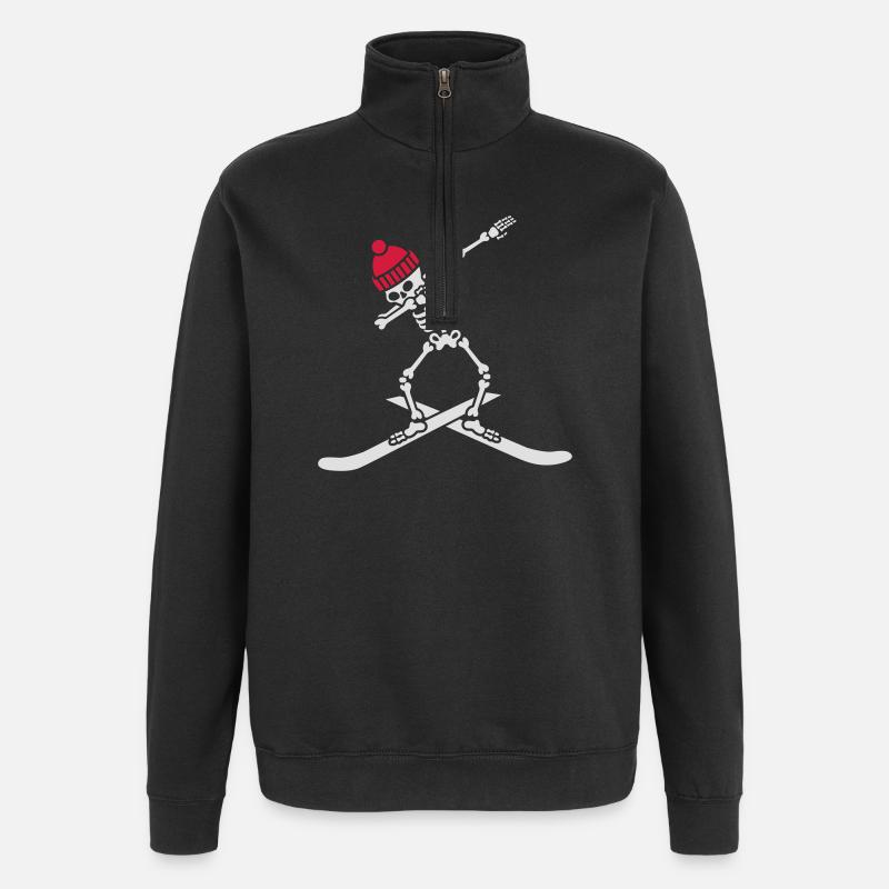 Dab dabbing skeleton ski skiing - Sweat à zip 1/4 - noir