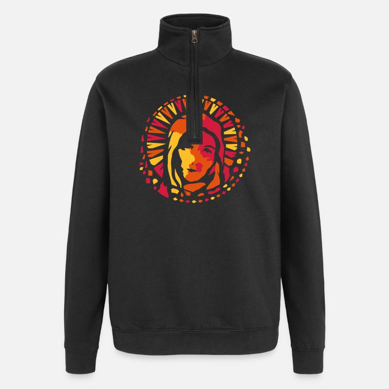 Kirchenfenster Stil Maria Mutter Gottes - Quarter-Zip-Sweatshirt - Schwarz