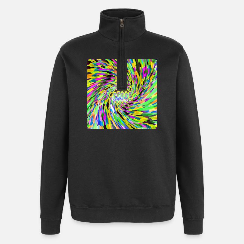 Psychedelischer Wirbel - Quarter-Zip-Sweatshirt - Schwarz