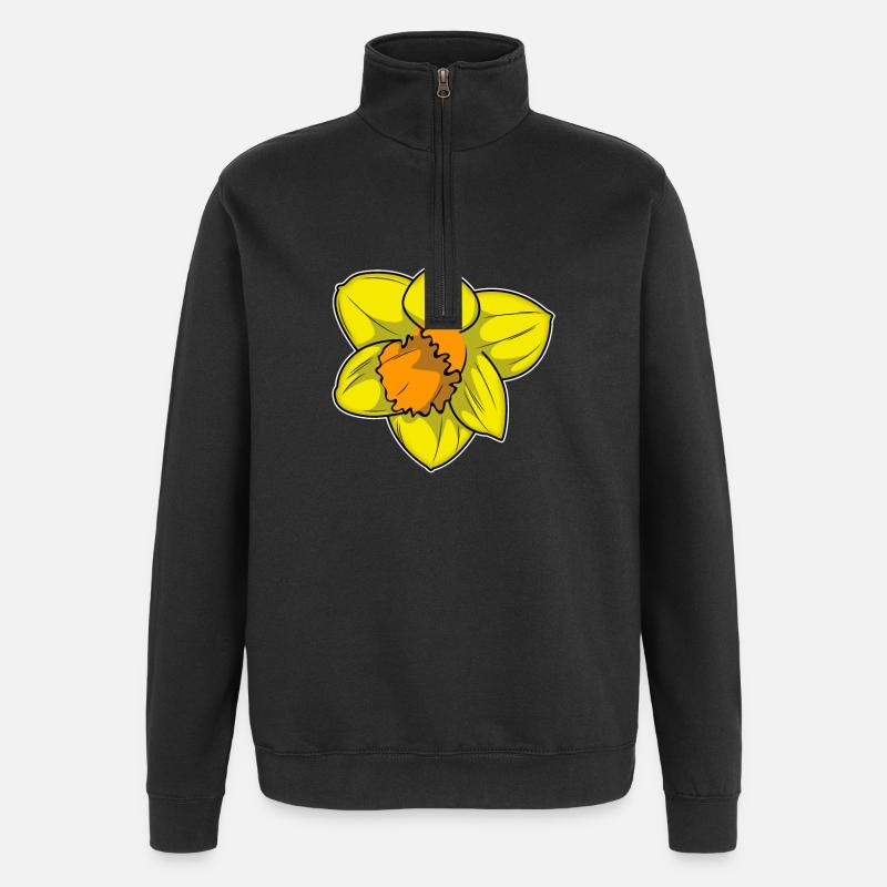 Jonquille vibrante aux teintes chaudes - Sweat à zip 1/4 - noir