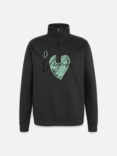 Végétalien - Sweat à zip 1/4 - noir