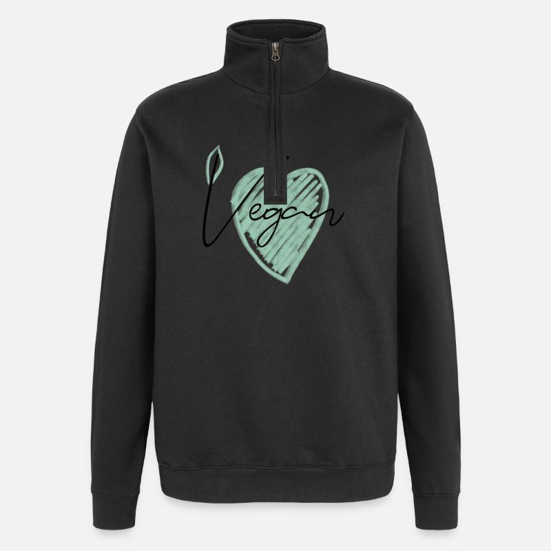 Végétalien - Sweat à zip 1/4 - noir