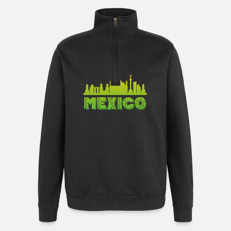 Mexiko Skyline Illustration - Quarter-Zip-Sweatshirt - Schwarz