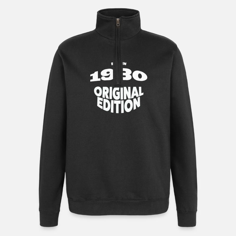 1980 Année de naissance - Sweat à zip 1/4 - noir