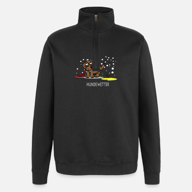 Hundewetter – Pfützen Spaß - Quarter-Zip-Sweatshirt - Schwarz