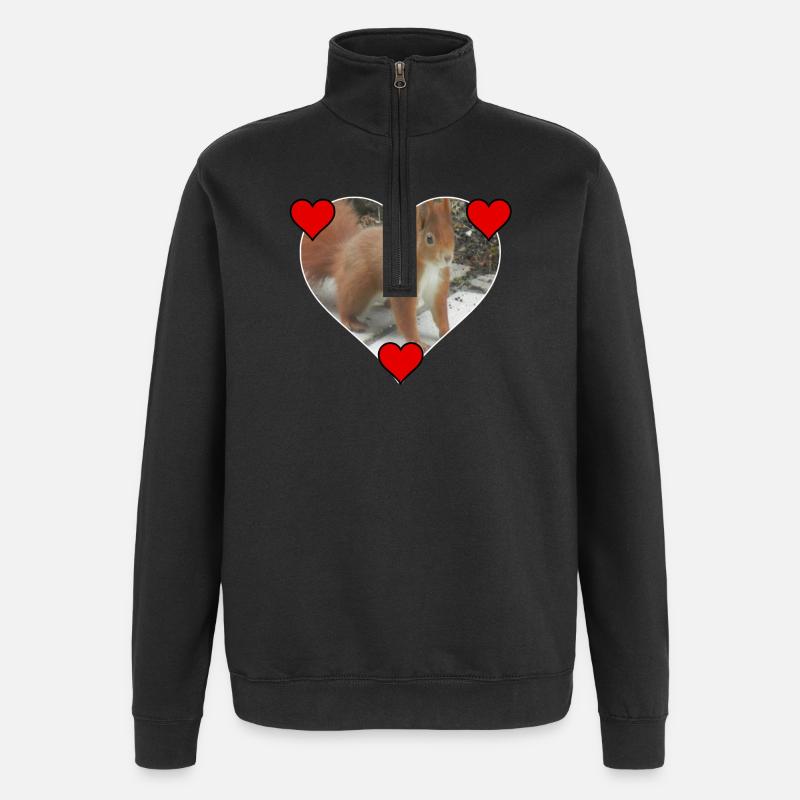 Eichhörnchen Squirrel Liebe Love Herz - Quarter-Zip-Sweatshirt - Schwarz