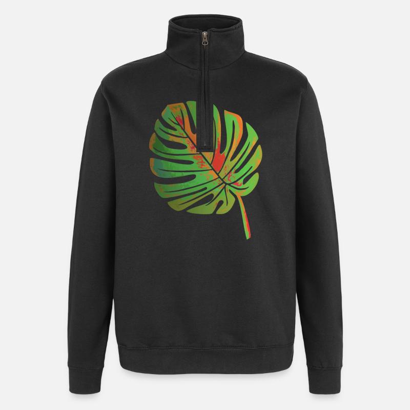 Feuille de Monstera - Sweat à zip 1/4 - noir