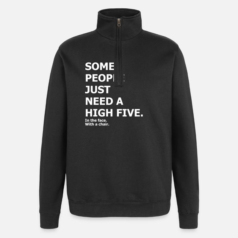 High Five - lustige zynisches Design - Quarter-Zip-Sweatshirt - Schwarz