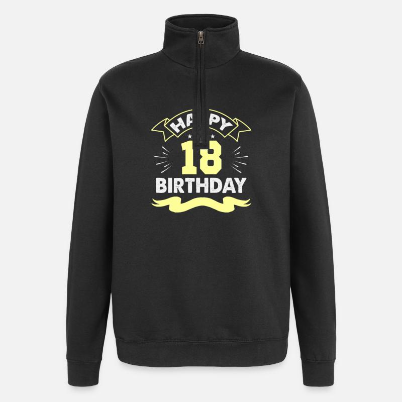 02 Joyeux anniversaire 18 - Sweat à zip 1/4 - noir