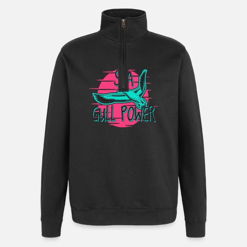 Graphisme rétro de mouette de mouette de mer Puissance de la mouette - Sweat à zip 1/4 - noir