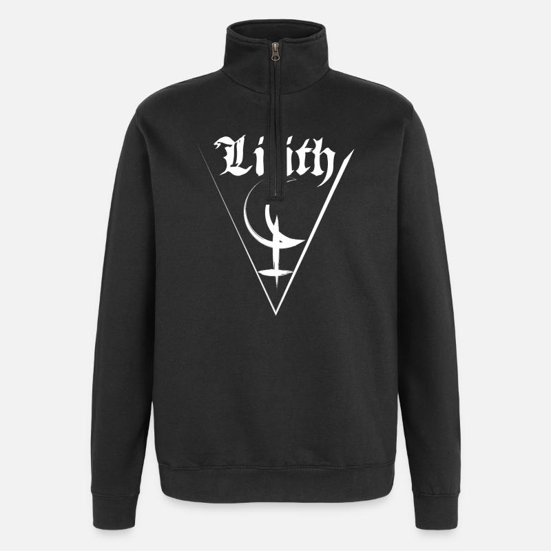 Simbolo di Lilith - Felpa con zip 1/4 - nero