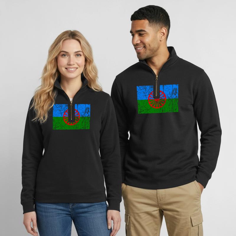 Flagge der Roma oder Styago le Romengo Quarter-Zip-Sweatshirt