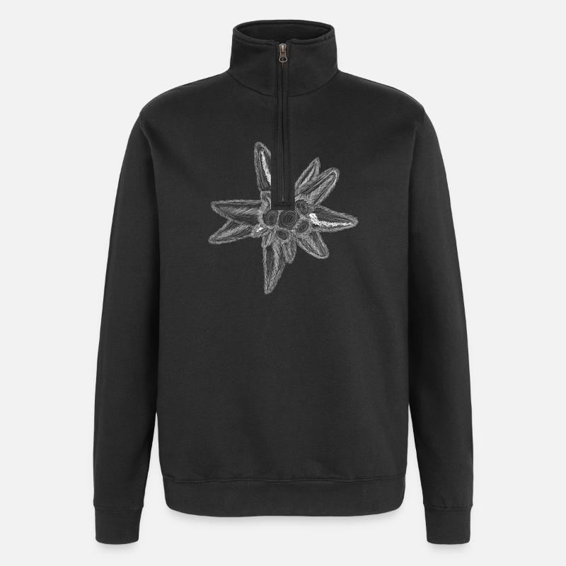 Edelweiss Fineline (White) - Sweat à zip 1/4 - noir