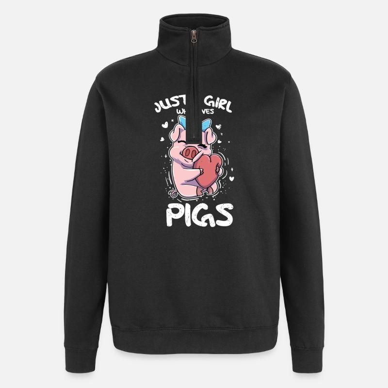 Schweinchen Schwein - Quarter-Zip-Sweatshirt - Schwarz