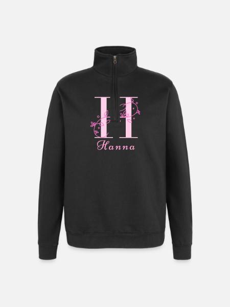 HANNA Name Shirt Flowers Letter Women - Quarter-Zip Sweatshirt - black