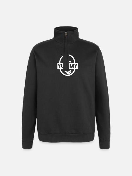 Smiling YUMMY motif - Quarter-Zip Sweatshirt - black