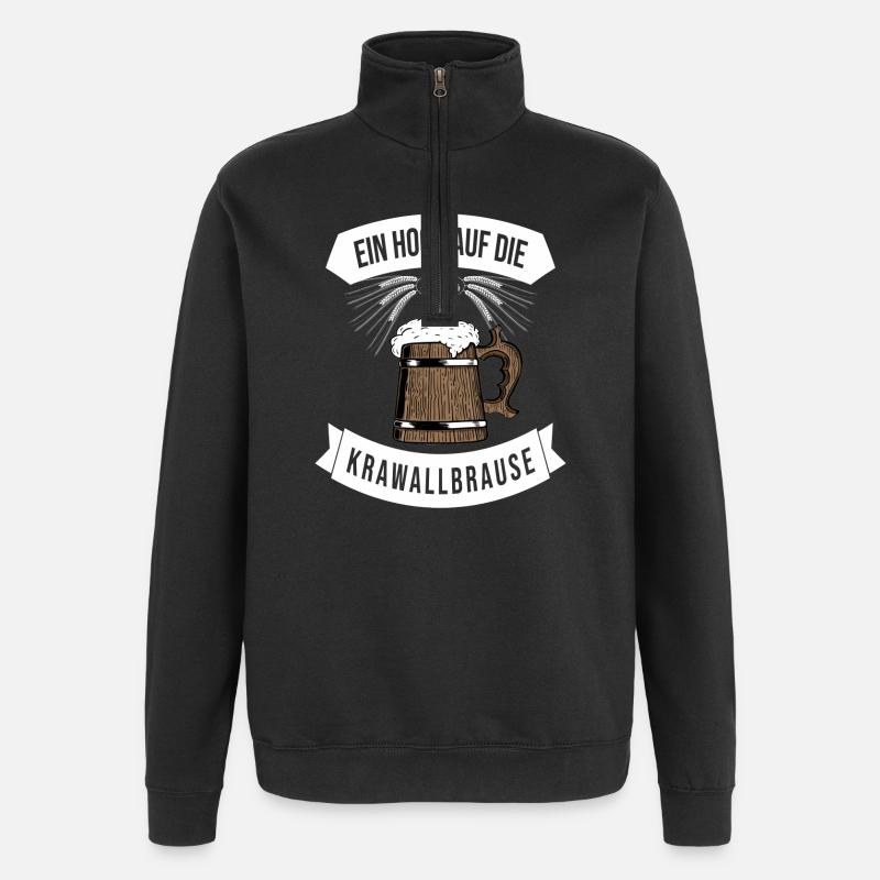 Kraftvolles Biergarten-Design mit Spruch - Quarter-Zip-Sweatshirt - Schwarz