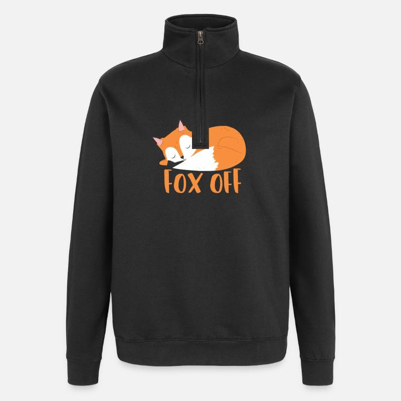 Fox fox off - Quarter-Zip Sweatshirt - black