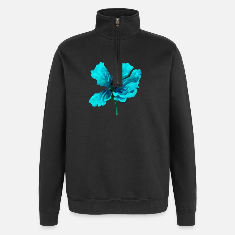 fleur - Sweat à zip 1/4 - noir