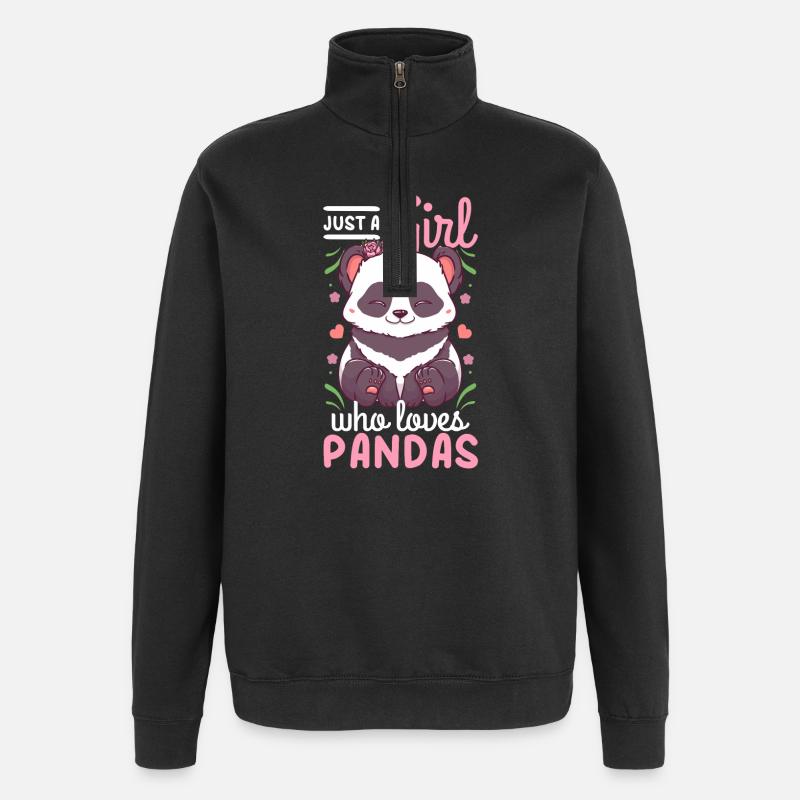 Panda - Sweat à zip 1/4 - noir