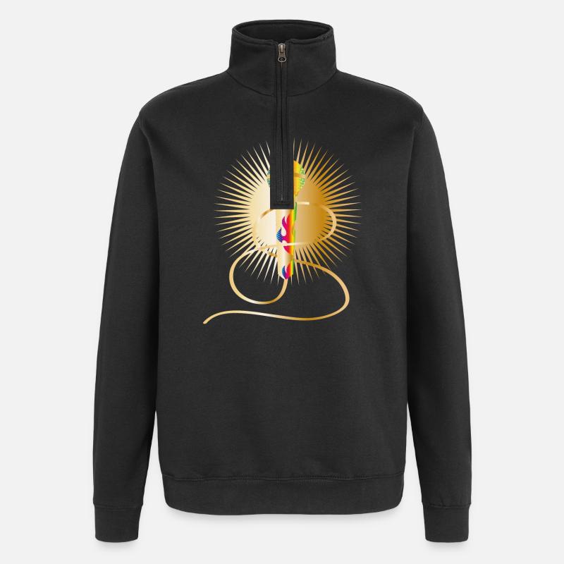 goldenes Mikrofon mit Regenbogen Elementen - Quarter-Zip-Sweatshirt - Schwarz