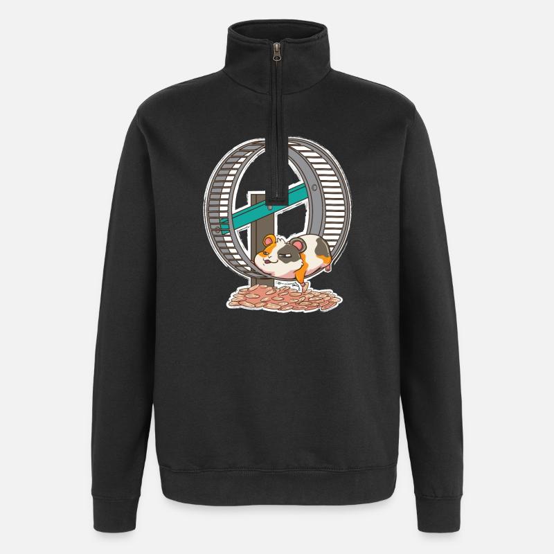 Hamsterrad Hamster Goldhamster - Quarter-Zip-Sweatshirt - Schwarz
