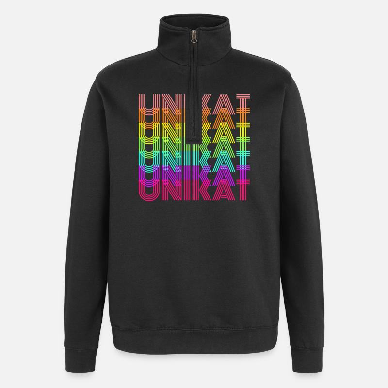 Unikat Bunt - Quarter-Zip-Sweatshirt - Schwarz