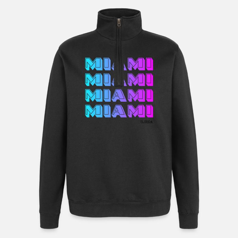 Miami Neon Gradient Pattern - Quarter-Zip Sweatshirt - black