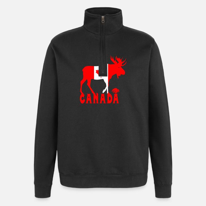 Canada Elch - Sweat à zip 1/4 - noir
