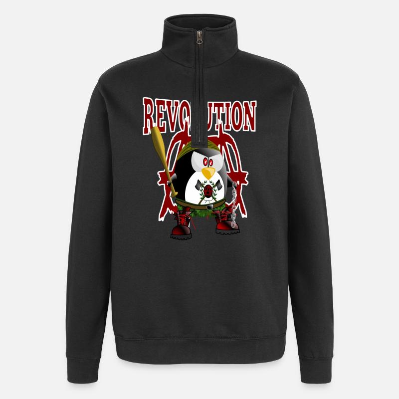Pinguin, Revolution - Quarter-Zip-Sweatshirt - Schwarz