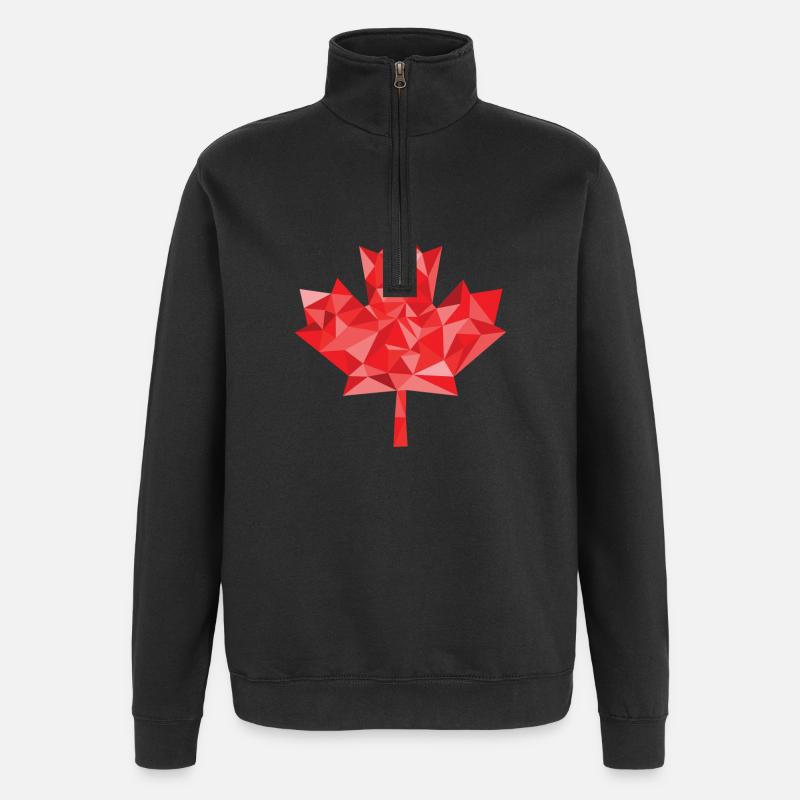 Canada polygon maple leaf - Quarter-Zip Sweatshirt - black