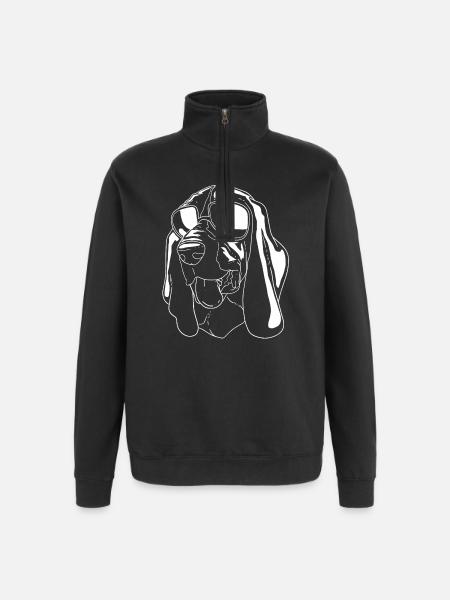 Basset Hound - Quarter-Zip Sweatshirt - black