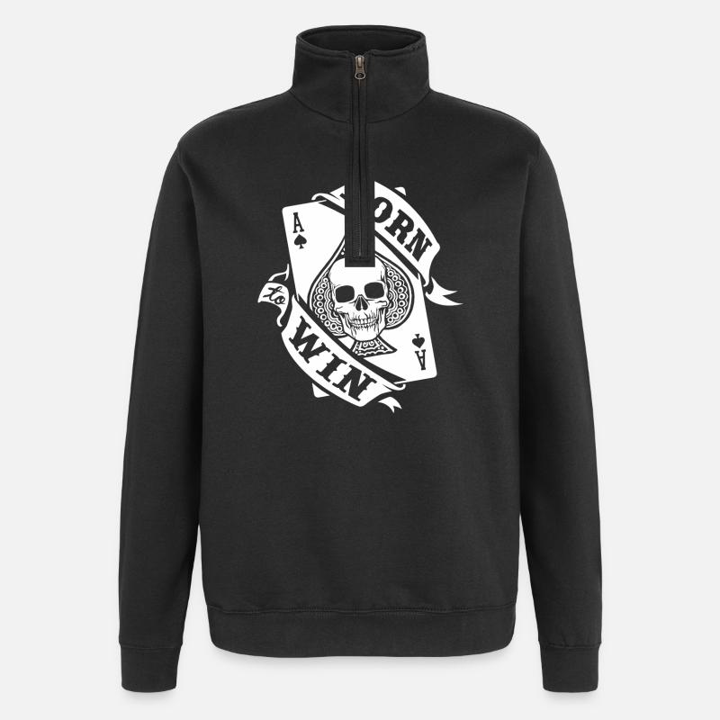 BORN TO WIN - Quarter-Zip Sweatshirt - black