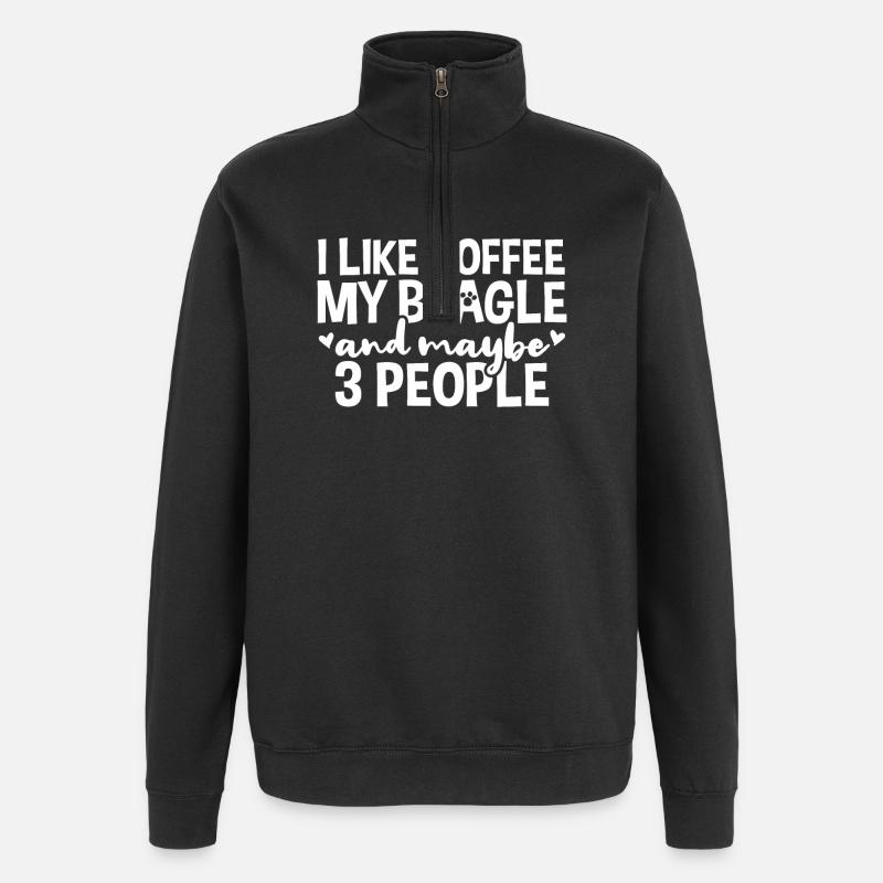 Beagle Kaffeetrinker - Quarter-Zip-Sweatshirt - Schwarz
