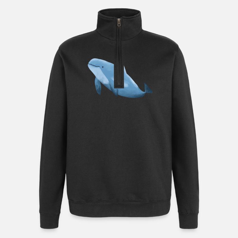 Schweinswal - Quarter-Zip-Sweatshirt - Schwarz