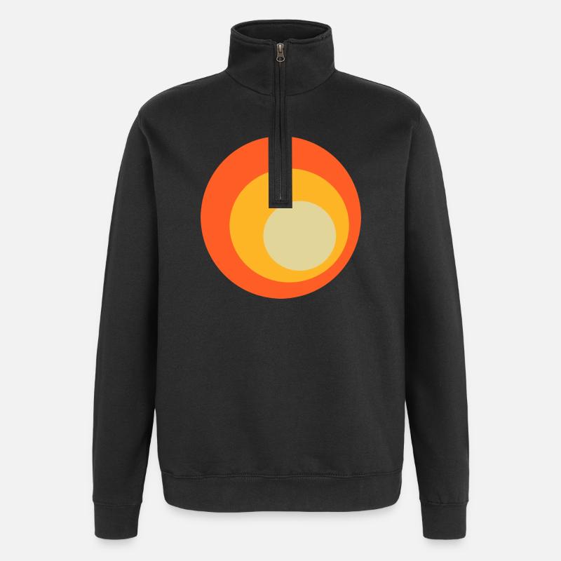 70s Circles Pattern - Quarter-Zip Sweatshirt - black