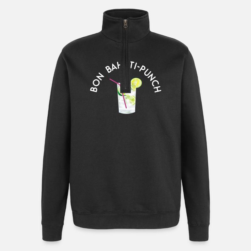 Bon bah Ti-punch - texte blanc - Sweat à zip 1/4 - noir