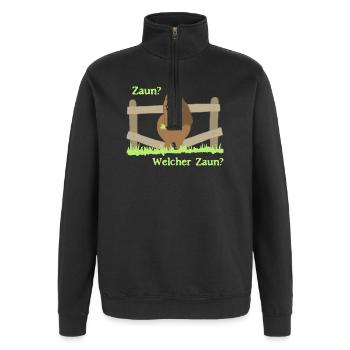 Unschuldiges Pony - Quarter-Zip-Sweatshirt - Schwarz - Vorne - AI Model Female 172 light (172cm) & AI Model Male 178 dark (178cm)