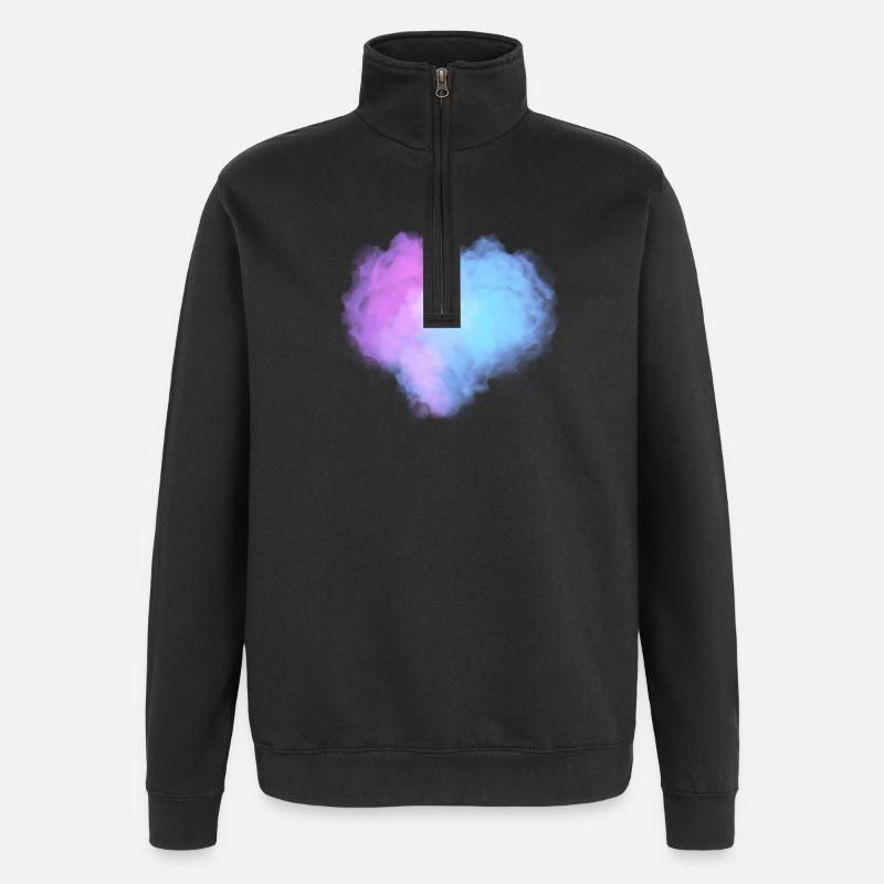 Heart shaped clouds - Quarter-Zip Sweatshirt - black