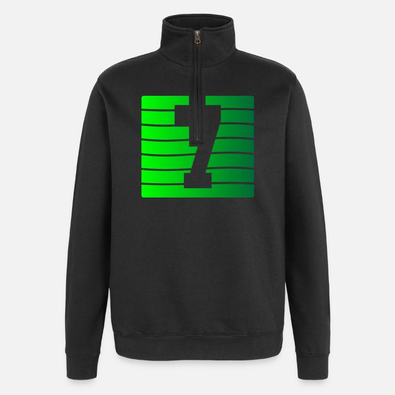 Green Stripe-7 Contrast Design - Quarter-Zip Sweatshirt - black