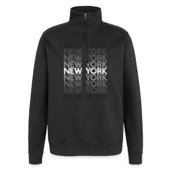 New York - Quarter-Zip-Sweatshirt - Schwarz - Vorne - AI Model Female 172 light (172cm) & AI Model Male 178 dark (178cm)