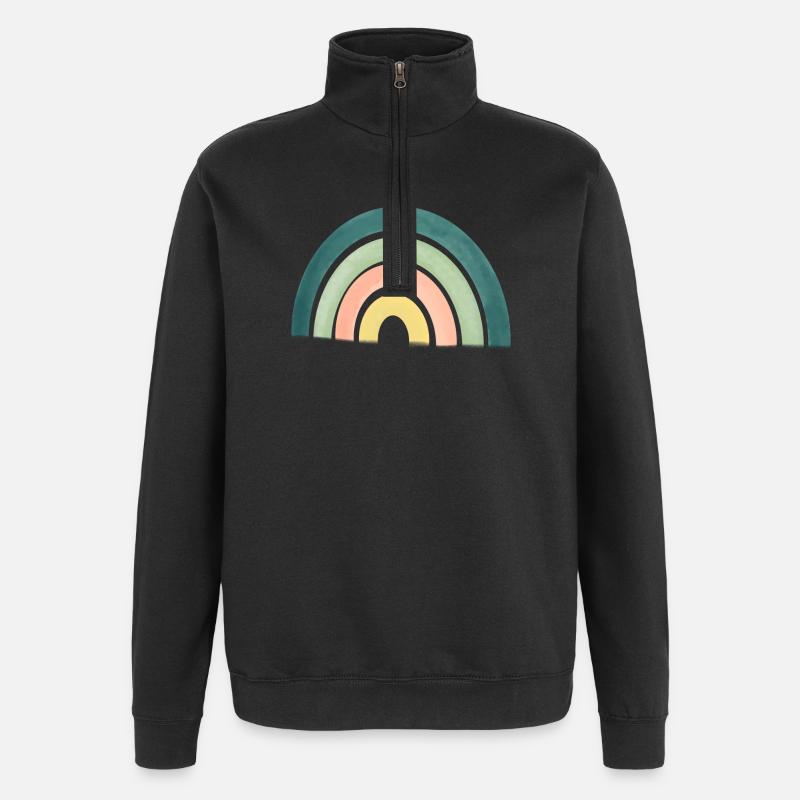 arc en ciel - Sweat à zip 1/4 - noir