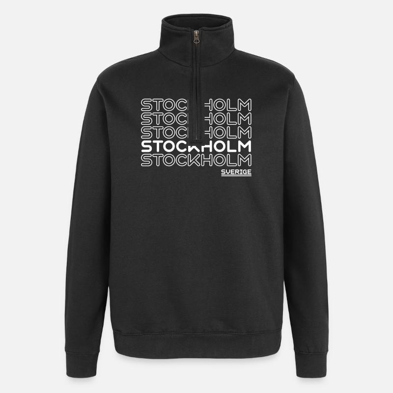 Motif de lettrage néon Stockholm - Sweat à zip 1/4 - noir