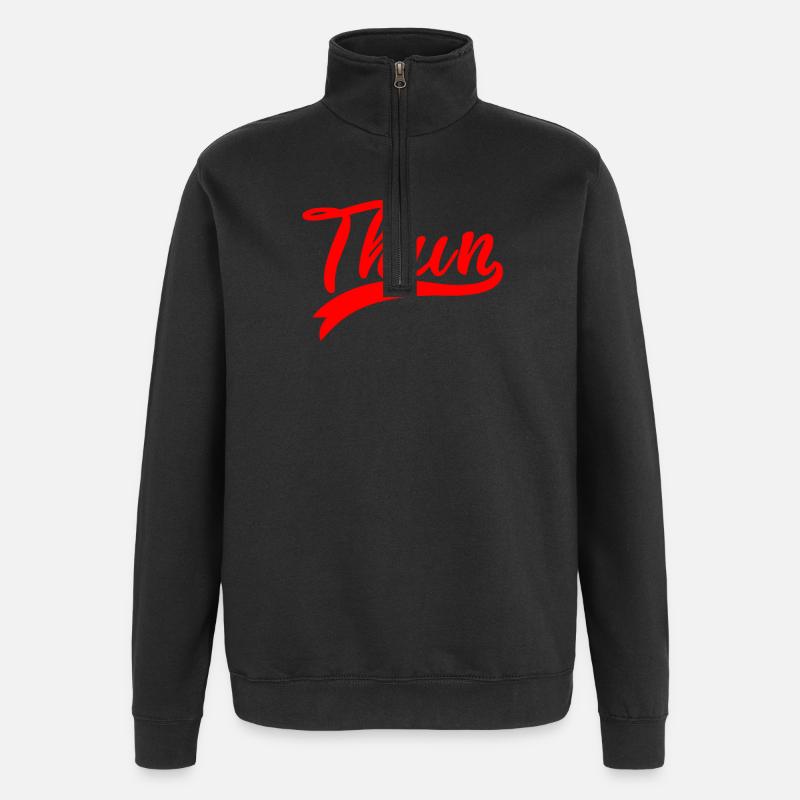 Thun Script Red Logo - Quarter-Zip Sweatshirt - black