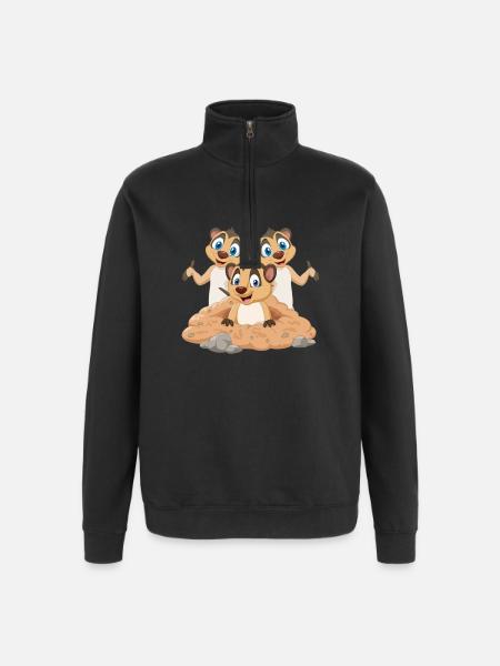 Erdmännchen Cartoon Kinder Shirt - Quarter-Zip-Sweatshirt - Schwarz