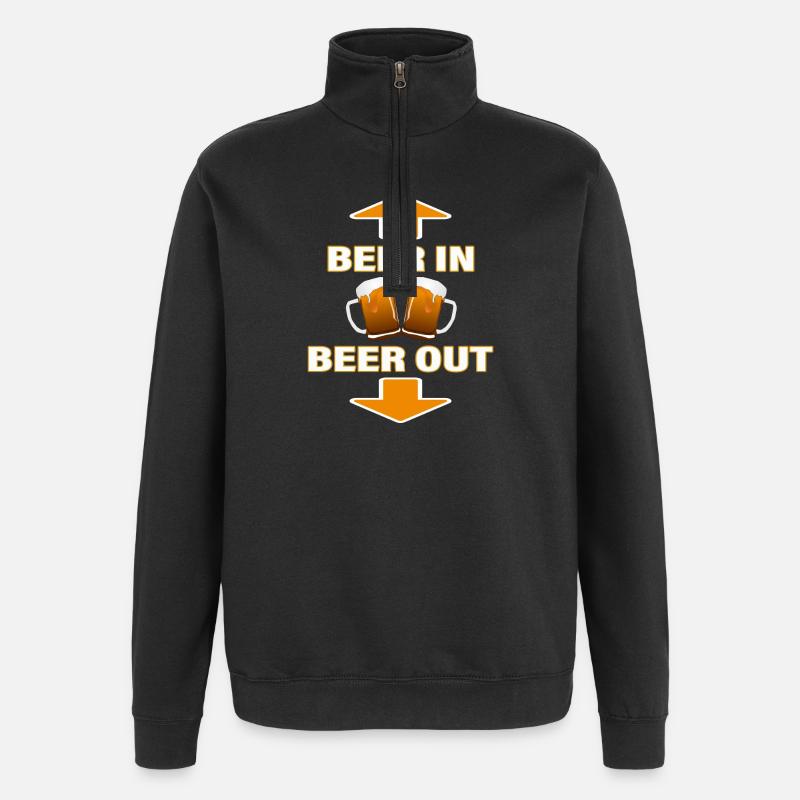 BIÈRE IN - BIÈRE OUT - Sweat à zip 1/4 - noir